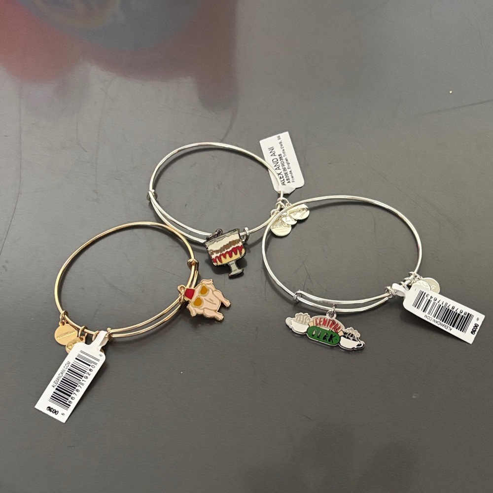 Set of Three Alex and Ani Friends Charm Bracelets